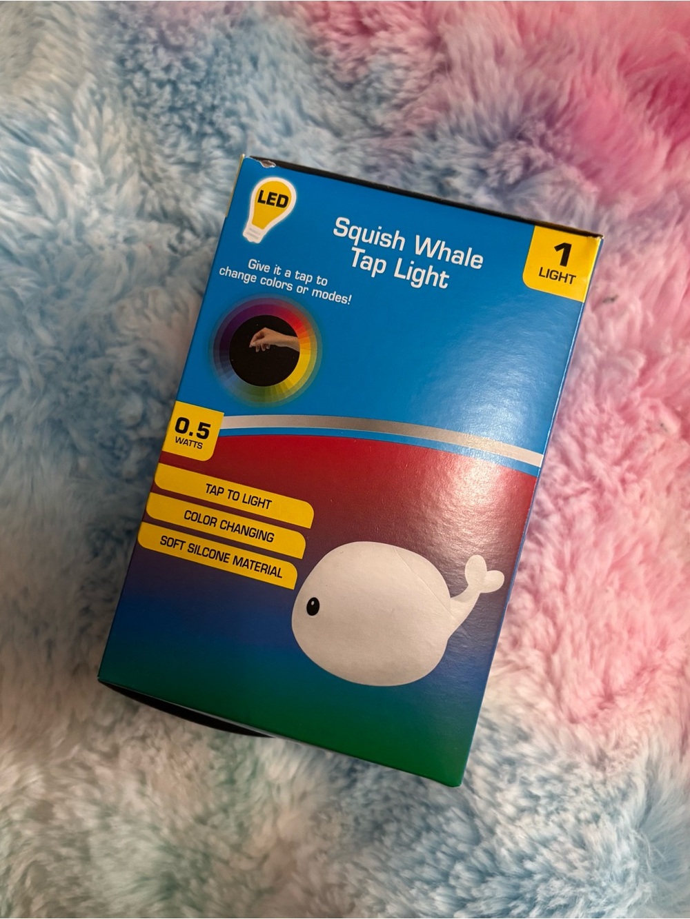 NWT Squish Whale Tap Light - Color Changing LED Whale Night Light